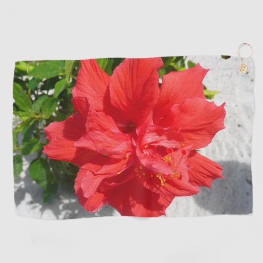 Serviette De Golf Fleur d'Hibiscus Orange Florale Tropicale (Horizontal)