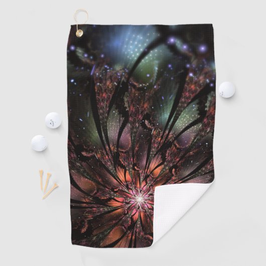 Serviette De Golf Fleur imaginaire fractale douce et tendresse (En situation)