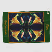 Serviette De Golf Fleur jaune Abstraite personnalisée (Horizontal)