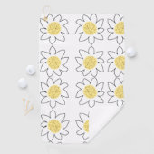Serviette De Golf Fleur marguerite blanche jaune motif aquarelle art (En situation)