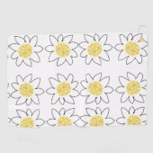 Serviette De Golf Fleur marguerite blanche jaune motif aquarelle art (Horizontal)