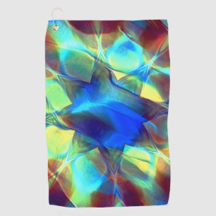 Serviette De Golf Fleur numérique bleue intense contrastant avec le
