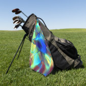 Serviette De Golf Fleur numérique bleue intense contrastant avec le  (Vert)