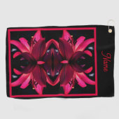 Serviette De Golf Fleur rouge Abstraite personnalisée (Horizontal)