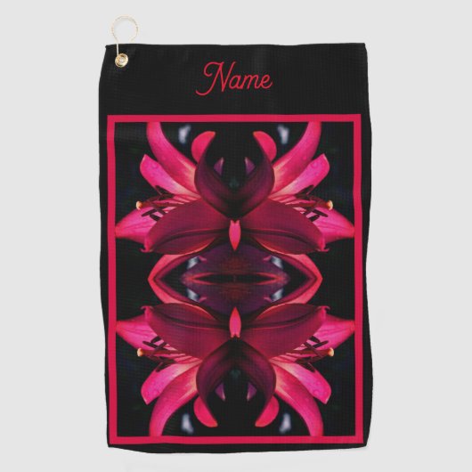 Serviette De Golf Fleur rouge Abstraite personnalisée (Devant)