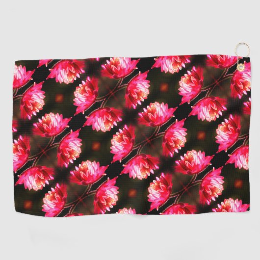 Serviette De Golf Fleur Rouge Dans Le Soleil Clôturer Motif (Horizontal)