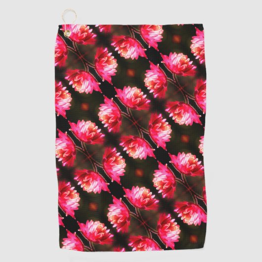 Serviette De Golf Fleur Rouge Dans Le Soleil Clôturer Motif (Devant)