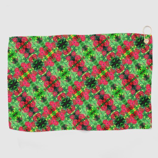 Serviette De Golf Fleur rouge Zinnia de fond Motif Abstrait (Horizontal)