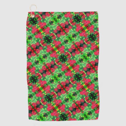 Serviette De Golf Fleur rouge Zinnia de fond Motif Abstrait (Devant)