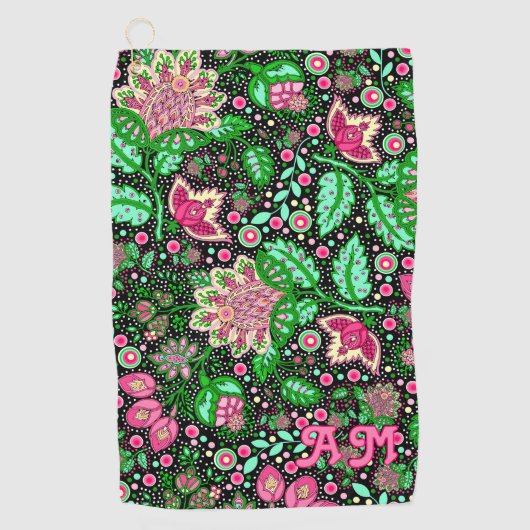 Serviette De Golf Fleur sauvage de fleurs de chlipper rose (Devant)