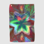 Serviette De Golf Fleur verdâtre sur le rouge taché, sous effet verr (Devant)