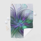 Serviette De Golf Fleur vert violet Art Abstrait moderne Fractal (En situation)