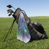Serviette De Golf Fleur vert violet Art Abstrait moderne Fractal (Vert)