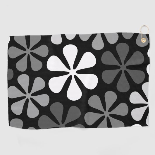 Serviette De Golf Fleurs Abstraites monochromes (Horizontal)