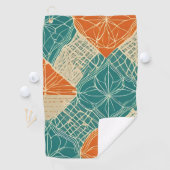 Serviette De Golf Fleurs Abstraites Sarcelle, Orange et Brun (En situation)