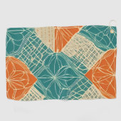 Serviette De Golf Fleurs Abstraites Sarcelle, Orange et Brun (Horizontal)