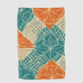 Serviette De Golf Fleurs Abstraites Sarcelle, Orange et Brun (Devant)