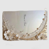 Serviette de golf Fleurs blanches modernes Perles (Horizontal)