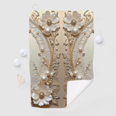 Serviette de golf Fleurs blanches modernes Perles (En situation)