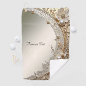 Serviette de golf Fleurs blanches perles Modernes (En situation)