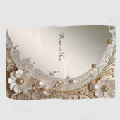Serviette de golf Fleurs blanches perles Modernes (Horizontal)