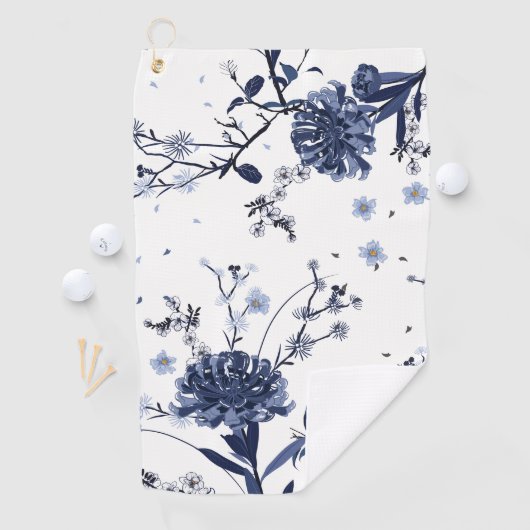 Serviette De Golf Fleurs bleues (En situation)