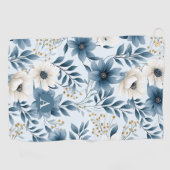 Serviette De Golf Fleurs bleues et beiges (Horizontal)