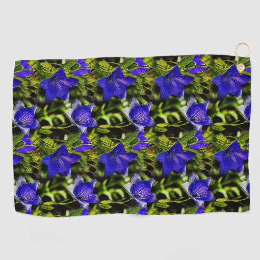 Serviette De Golf Fleurs bleues Motif de la nature (Horizontal)