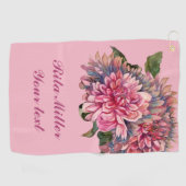 Serviette De Golf Fleurs Dahlia roses (Horizontal)