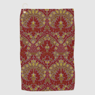 Serviette De Golf Fleurs d'Automne Vintage Rouge Or William Morris