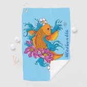 Serviette De Golf Fleurs de cerisiers de Lotus Koi Fish (En situation)
