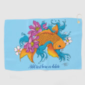 Serviette De Golf Fleurs de cerisiers de Lotus Koi Fish (Horizontal)
