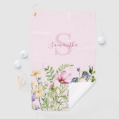Serviette De Golf Fleurs de fleurs sauvages roses personnalisées (En situation)