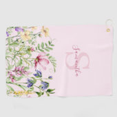 Serviette De Golf Fleurs de fleurs sauvages roses personnalisées (Horizontal)