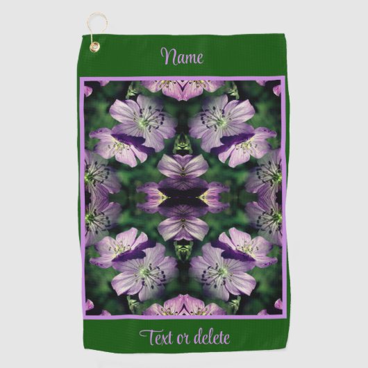 Serviette De Golf Fleurs de géranium violet Multipliées Personnalisé (Devant)