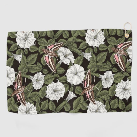 Serviette De Golf Fleurs de lune et sphinx Mois (Horizontal)