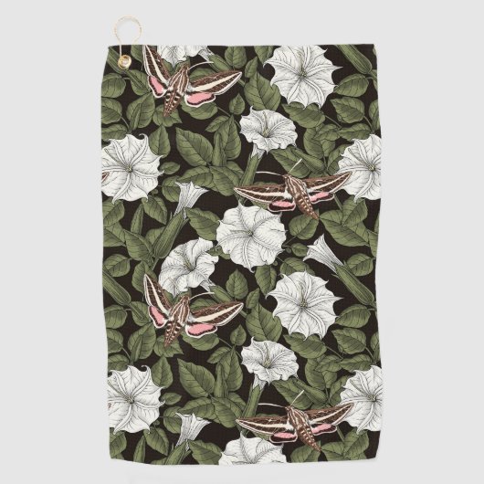 Serviette De Golf Fleurs de lune et sphinx Mois (Devant)