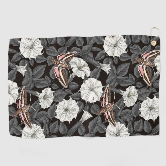 Serviette De Golf Fleurs de lune et sphinx Moths 2 (Horizontal)