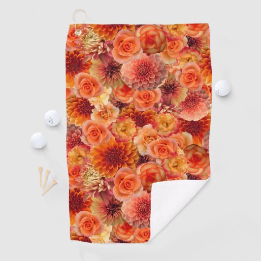 Serviette De Golf Fleurs de Pêche Orange Monogrammé Floral (En situation)