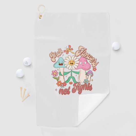 Serviette De Golf Fleurs de prélèvement, pas combats | Champignons e (En situation)