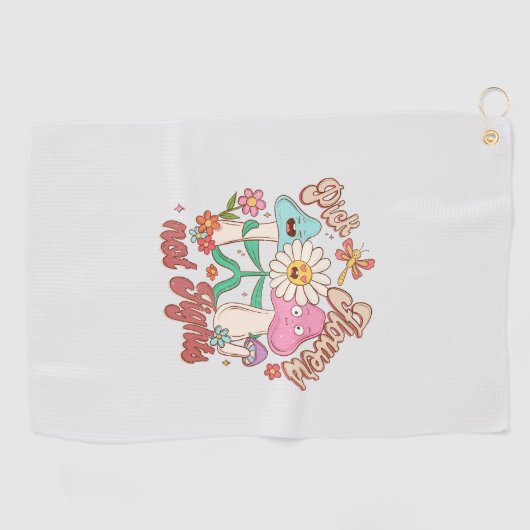 Serviette De Golf Fleurs de prélèvement, pas combats | Champignons e (Horizontal)