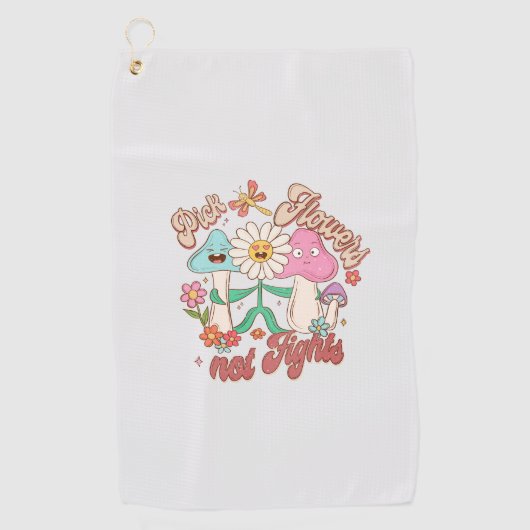 Serviette De Golf Fleurs de prélèvement, pas combats | Champignons e (Devant)
