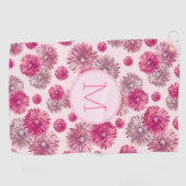 Serviette De Golf Fleurs de preppy rose personnalisées monogramme da (Horizontal)