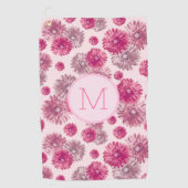 Serviette De Golf Fleurs de preppy rose personnalisées monogramme da (Devant)