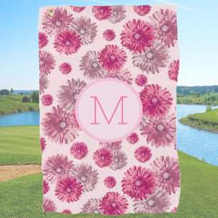 Serviette De Golf Fleurs de preppy rose personnalisées monogramme da