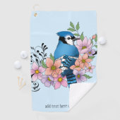 Serviette De Golf Fleurs de printemps bleu Jay (En situation)