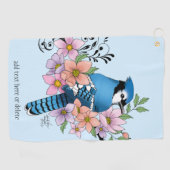 Serviette De Golf Fleurs de printemps bleu Jay (Horizontal)