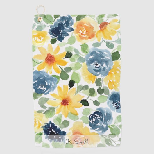 Serviette De Golf Fleurs de printemps de l'aquarelle monographique (Devant)