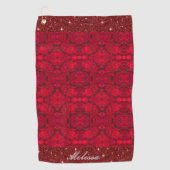 Serviette De Golf Fleurs de roses rouges avec gouttes de fond - cout (Devant)