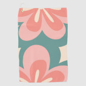 Serviette De Golf Fleurs de style rétro rose et turquoise (Devant)